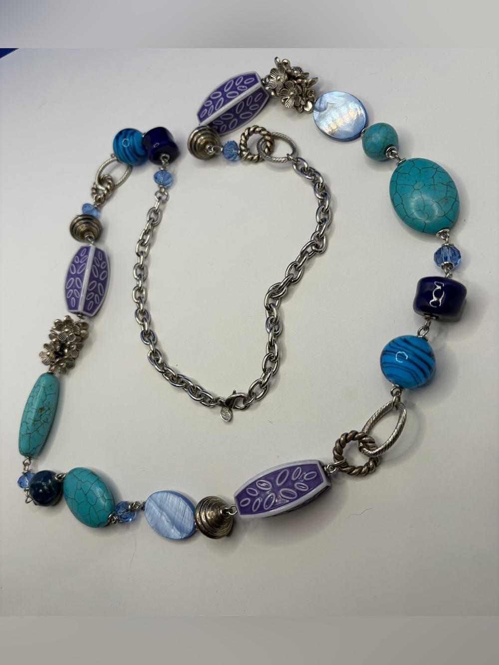 Premier Designs Turquoise & Lavender Statement Beaded Necklace